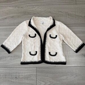 Cabi Cream & Black Knit Cardigan‎ Sweater - Size L